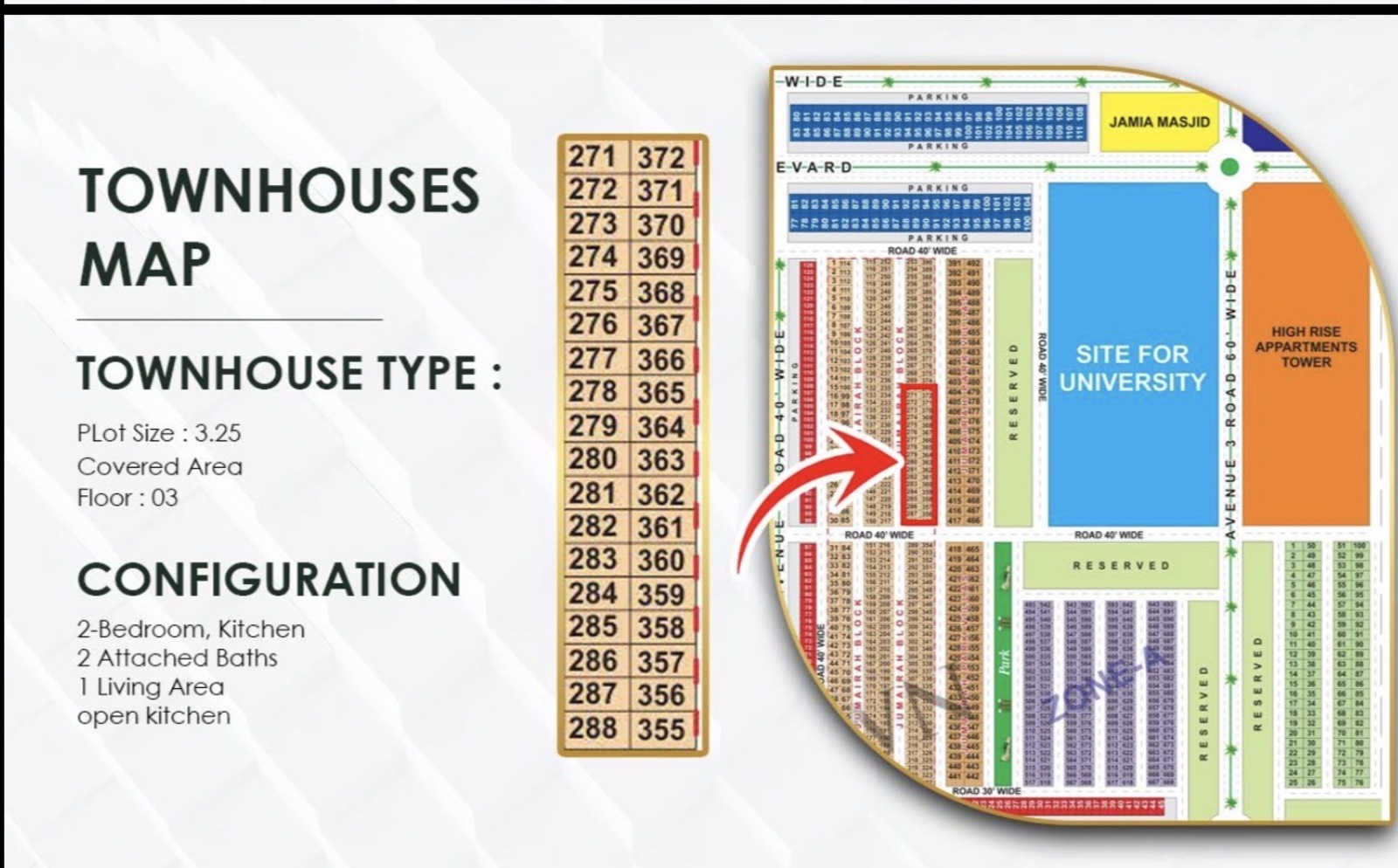 Supplied Maryam Town townhouse plot location map