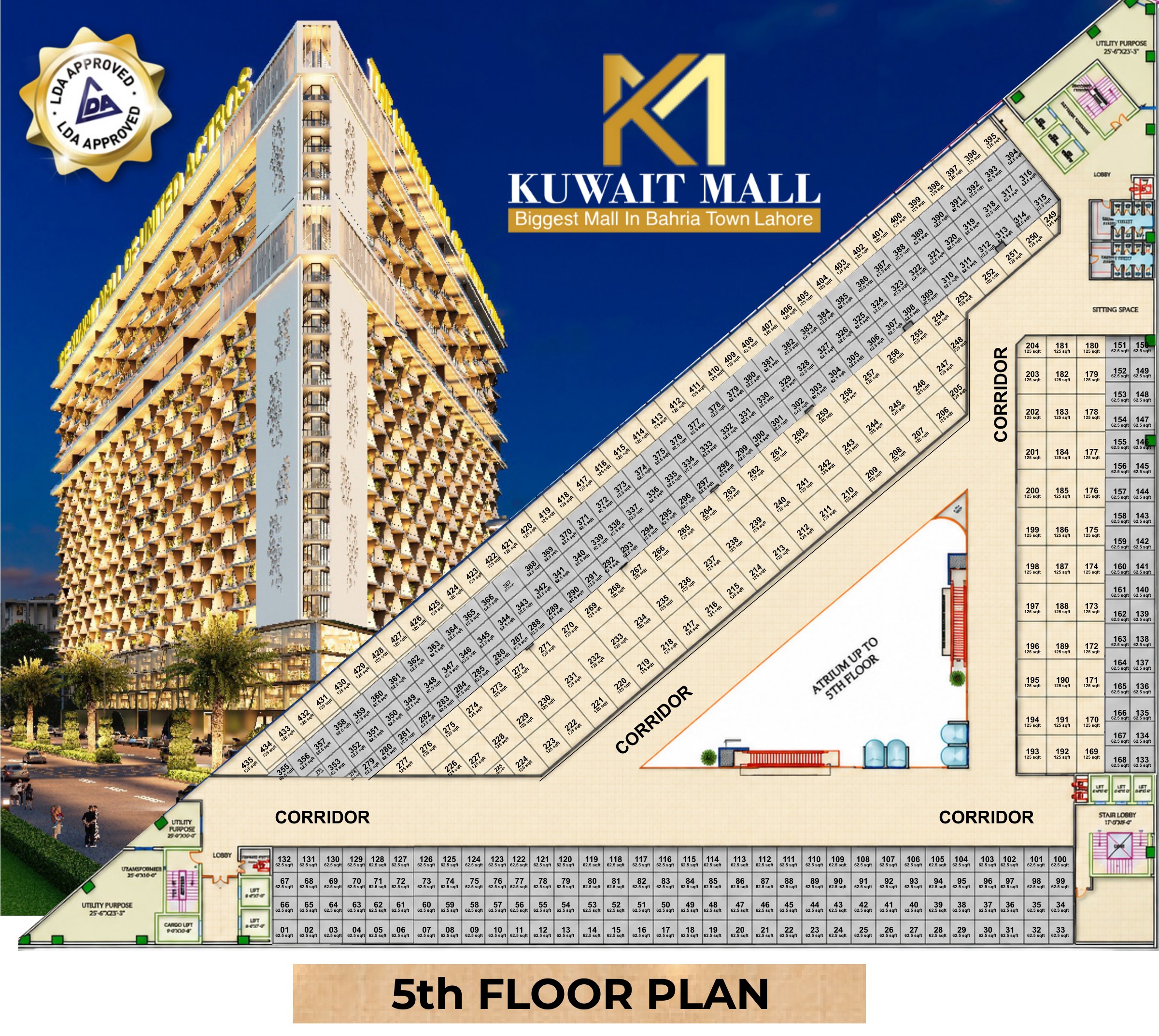 Kuwait Mall Bahria Town Lahore 5th floor shapes gym floor plan from supplied brochure
