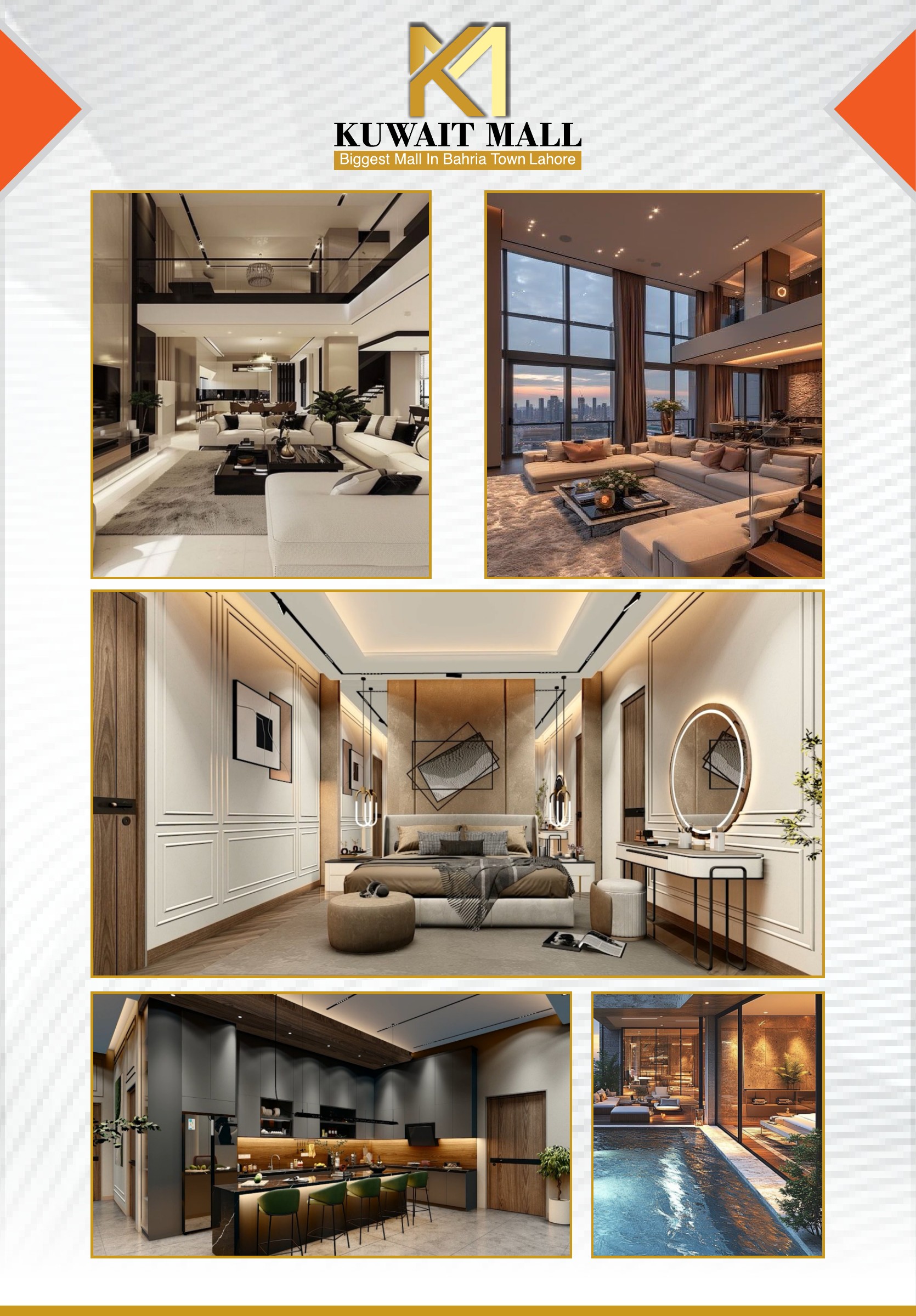 Kuwait Mall Bahria Town Lahore 4 bhk duplex penthouse interior concept from supplied brochure