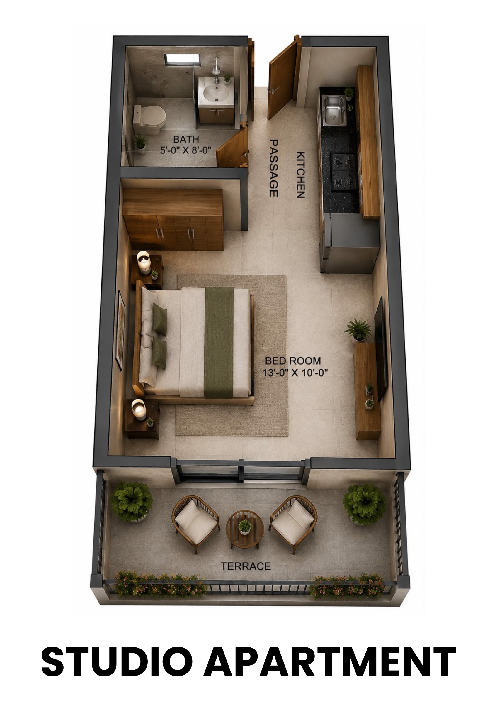 Kuwait Mall Bahria Town Lahore pool view apartments studio layout from supplied brochure