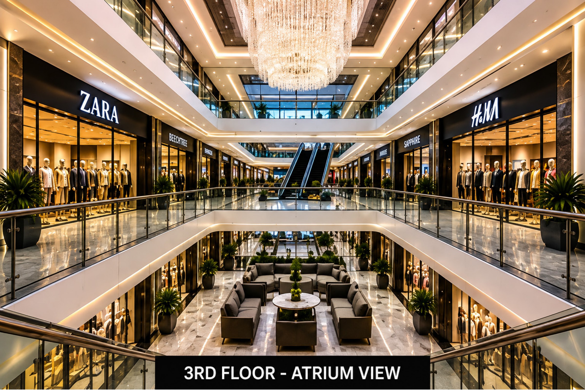 Kuwait Mall Bahria Town Lahore 3rd floor shops atrium from supplied brochure
