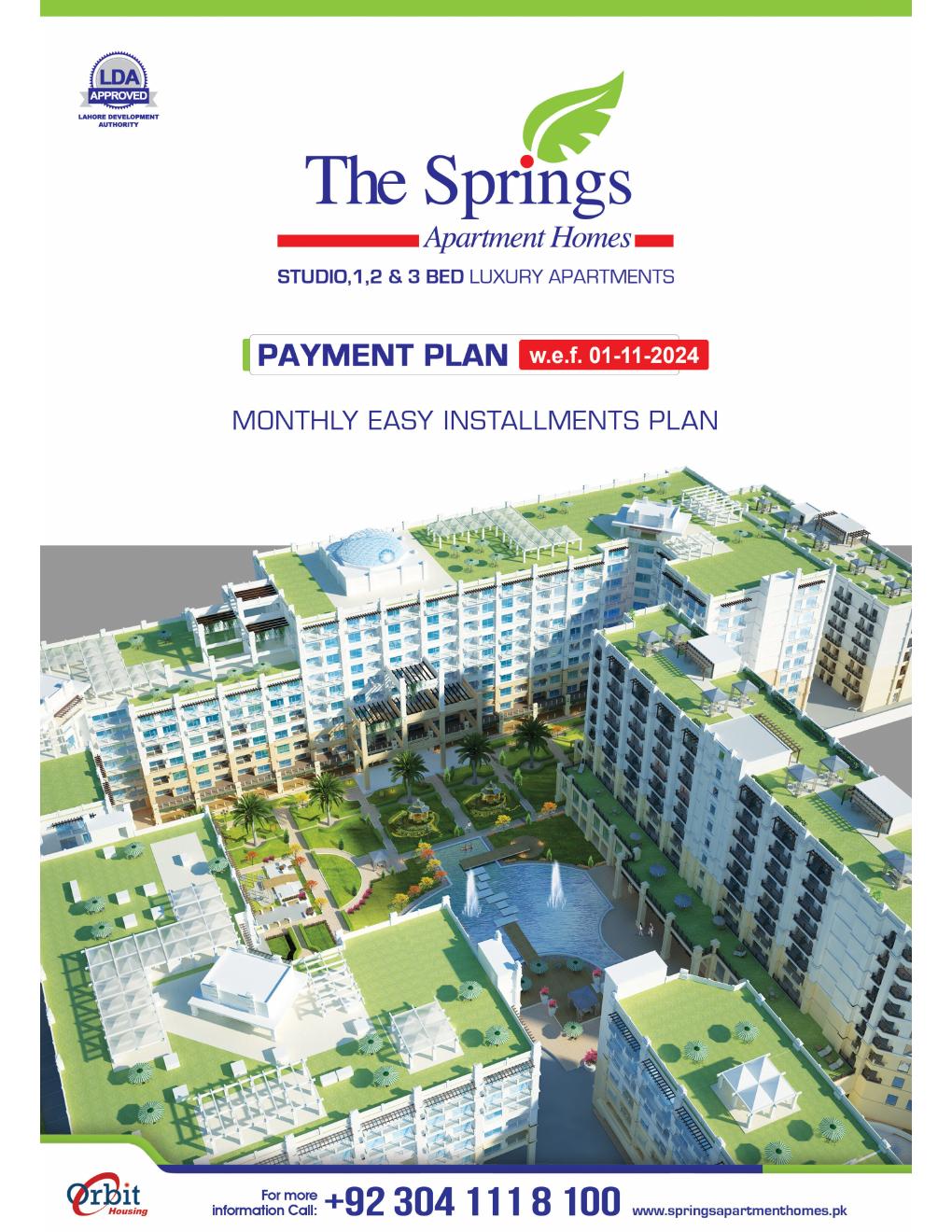 Official The Springs Canal Lahore 36-month payment plan cover effective 1 November 2024