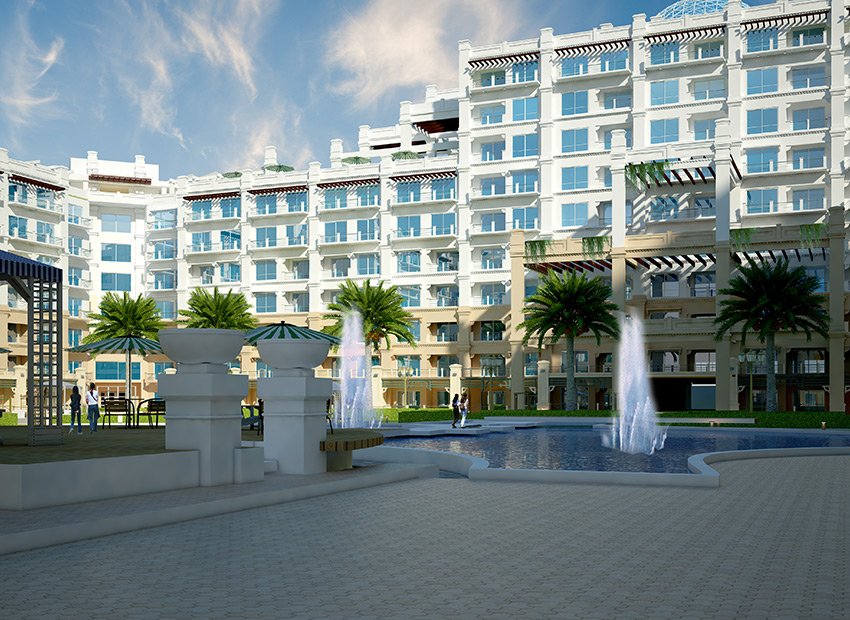 Official aerial presentation of The Springs Canal Lahore blocks and central courtyard