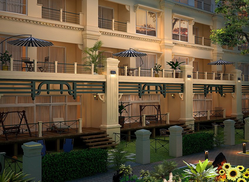 Official villa and residential facade view at The Springs Canal Lahore